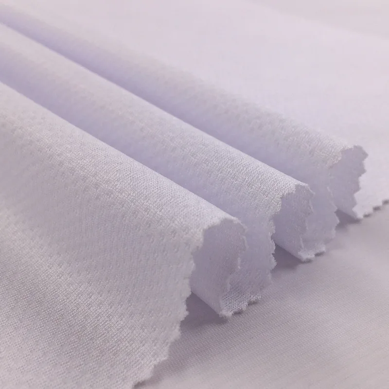 Дышащая 100 Полиэстеровая быстросохнущая впитывающая влагу ткань dri fit Белая сотовая сетчатая для спортивной одежды футболки