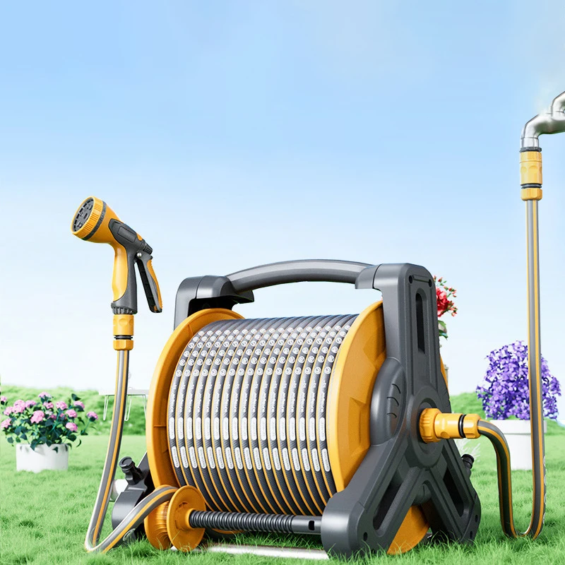DD3457 High-pressure Water Gun Car Storage Rack Reels Nozzle Sprinkler Watering Flowers Portable Garden Hose Reel With Hose