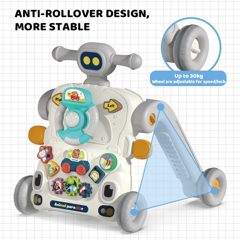 Zhorya Musical Baby Walker Sit-To-Stand Learning Walker Kids 5 IN 1 Baby Activity Walker With Wheels And Seat