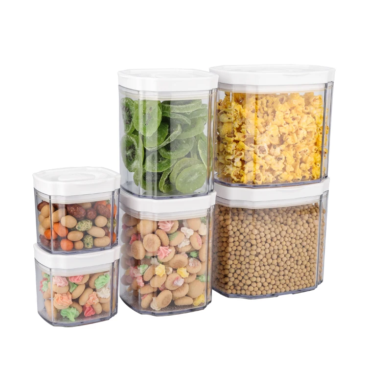 Top Quality 6 Pieces Multi-Size Plastic Airtight Dry Food Storage Container Food Canister