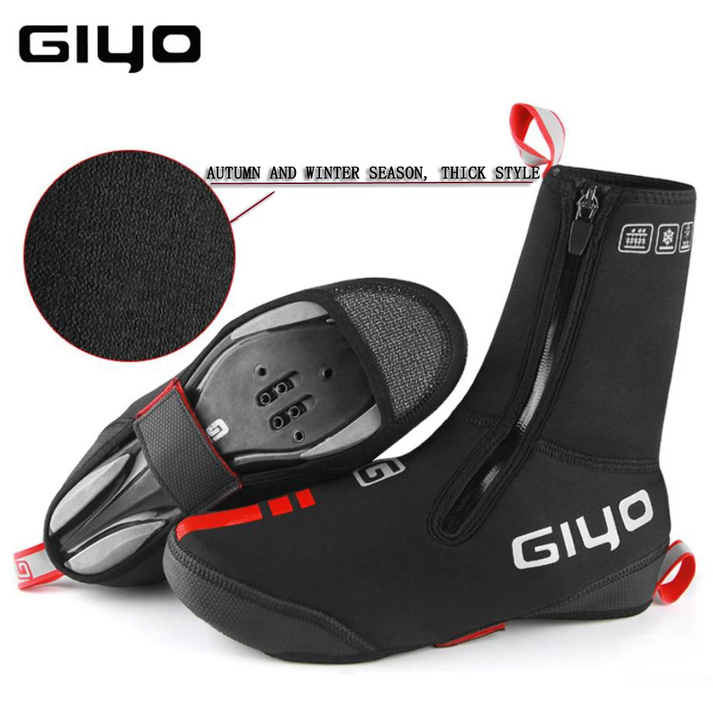 
GIYO Waterproof Windproof Fleece Warm Cycling Lock Shoe Covers Reflective Bicycle Overshoes Winter Bike 