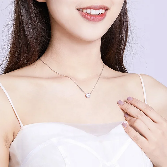 Fashion jewelry minimalist necklaces 925 silver shining life high quality cubic zirconia diamond necklace