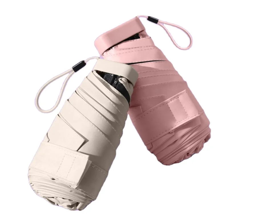 New Design Uv Protection Capsul Pocket Portable Super Mini with Custom Case 6 Folding Umbrella JMR6FM001