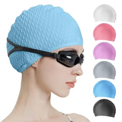 100% Silicone Seamless Water Drop Cap High Elasticity Long Hair Swim Cap
