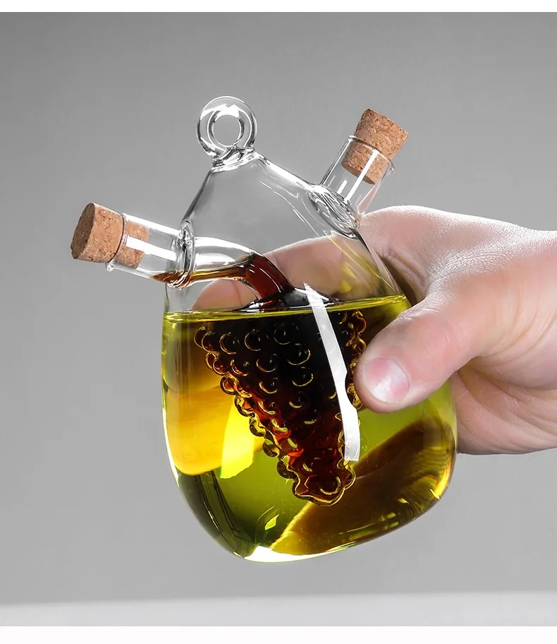 food grade handmade high borosilicate glass  2 In 1 olive oil vinegar cruet