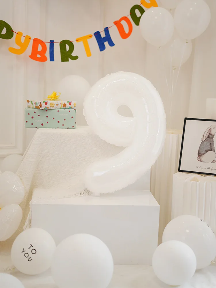 Large 32 inch number balloon 0-9 white number foil balloons for birthday anniversary wedding party decor supplies
