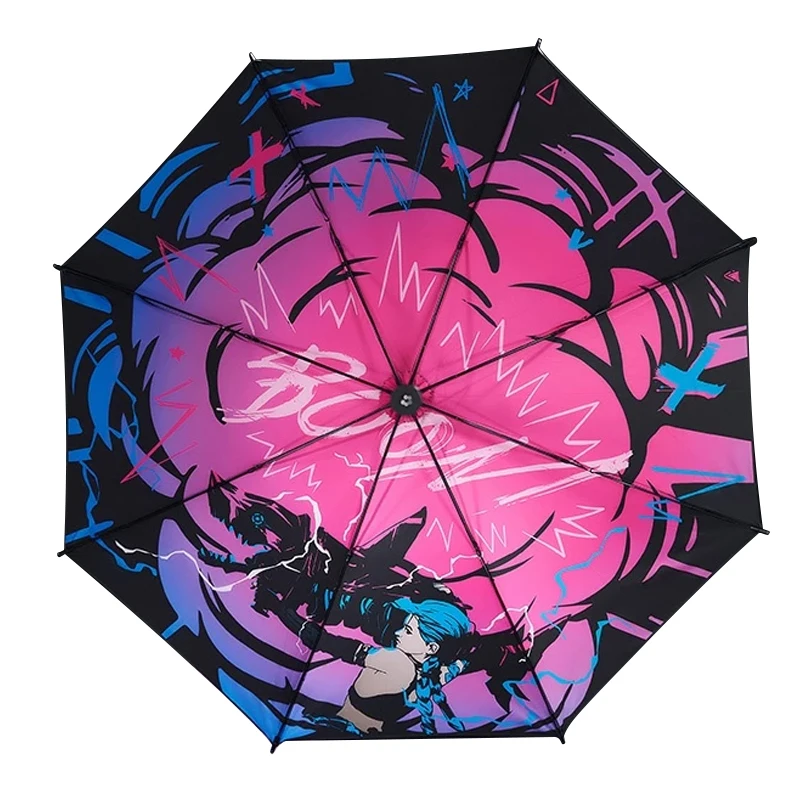 New Novelties Popular Custom Anime Jinx Umbrella With Logo Automatic Straight Stick Sombrillas Parapluie Parasol Umbrella