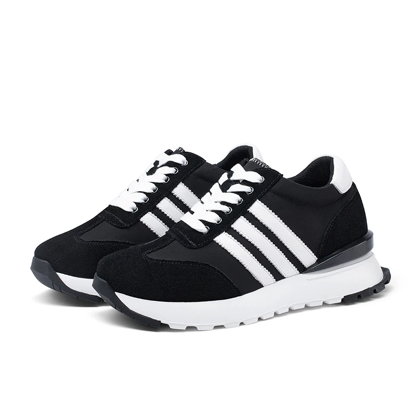New elevator shoes 8CM cowhide casual sports shoes for women with invisible height increase shoes