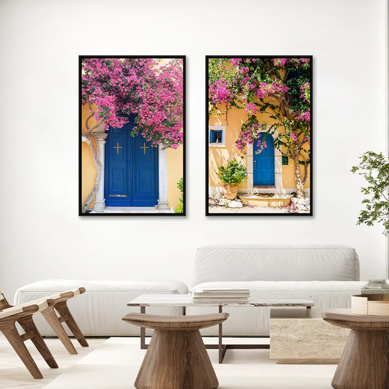 Mediterranean Scenery Canvas Art Painting By Numbers Wall Art Sets for Room Home Decor Purple Blue Landscape Framed Canvas
