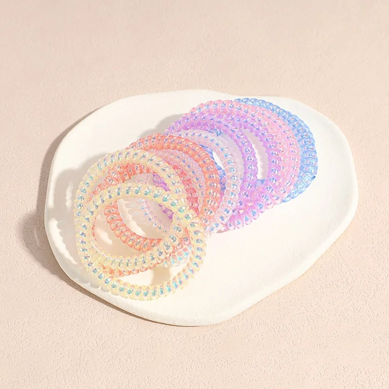 Mermaid Colorful Phone Cord Hair Ring Female Hair Rope Phantom Telephone Scrunchies Plastic Line Elastic Rubber Band Hair Tie