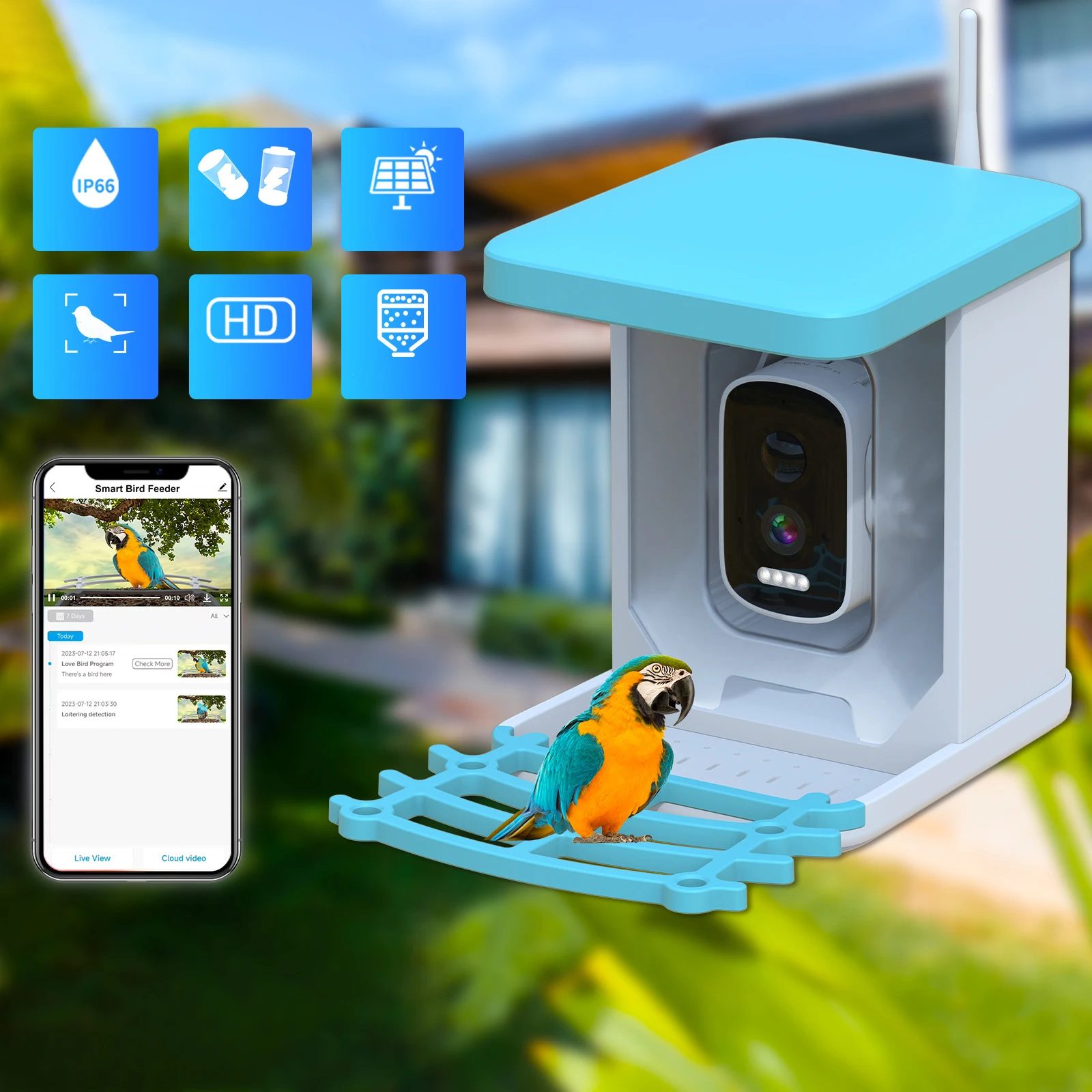 2024 Camera-Wireless Solar Charger 2.5K HD Security Night Vision Camera Low Cower Consumption Smart Camera Bird Feeder