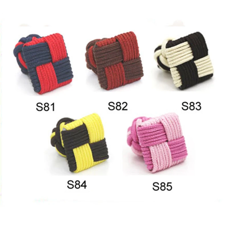 Stylish Silk knots Cufflinks Square Shape Handmade Elastic Double Rope Cuff Buttons For Mens Jewelry Shirt Christmas Gift Party