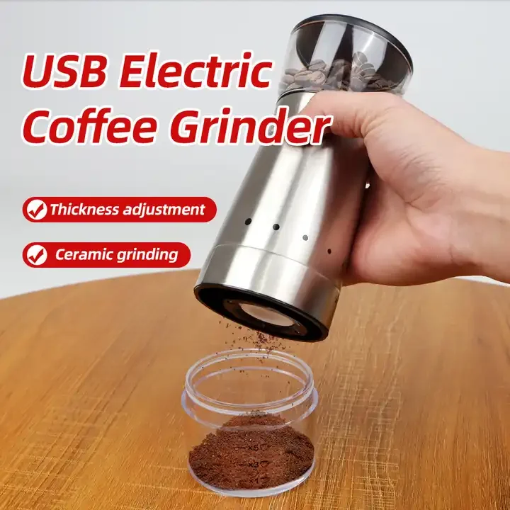 Ceramic core Coffee Grinder Machine Electric USB Charging Coffee Bean Grinder For Kitchen with 5 Grind
