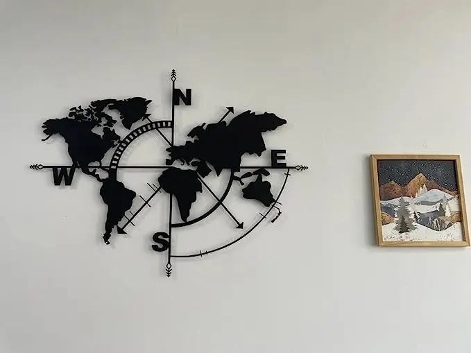 Wholesale Custom Fashionable World Map Metal Wall Art Living Room Home Decoration Steel Wall Hanging Metal Wall Decoration