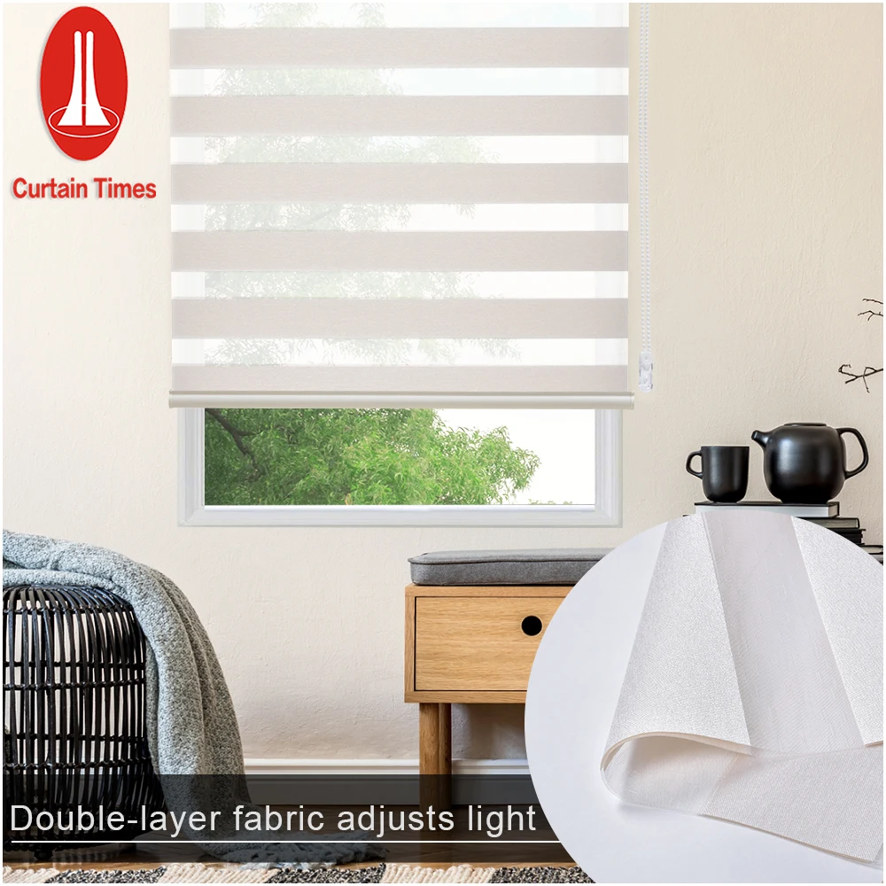 Factory Direct Made To Measure Manual Zebra Blind Double Layer Combi Blinds Light Filtering Vision Shade