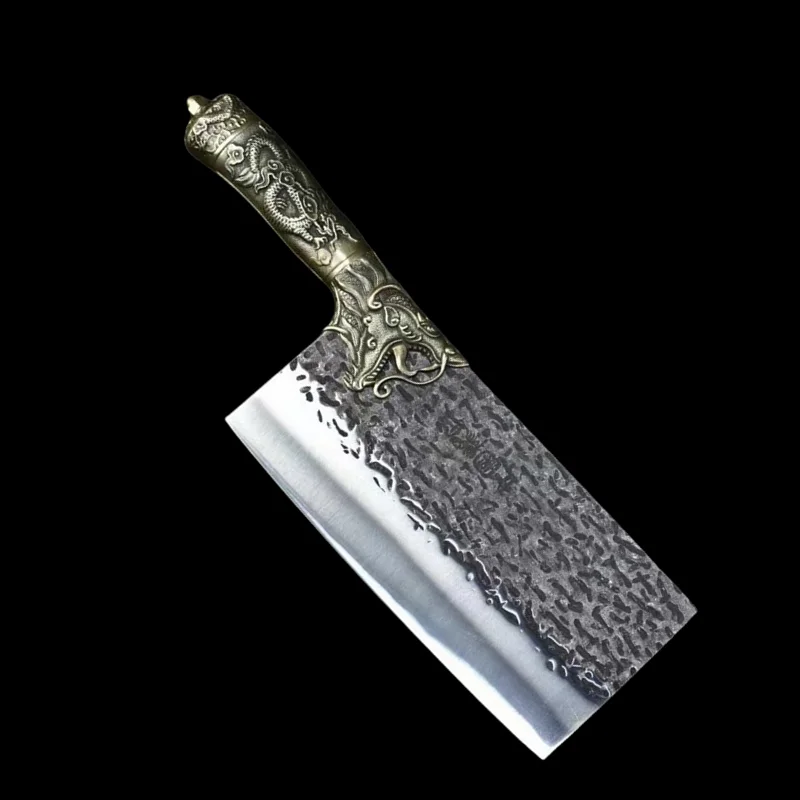 China Longquan high-end forging kitchen knife Copper handle bone cutting meat cutting knife Stainless steel cooking knife
