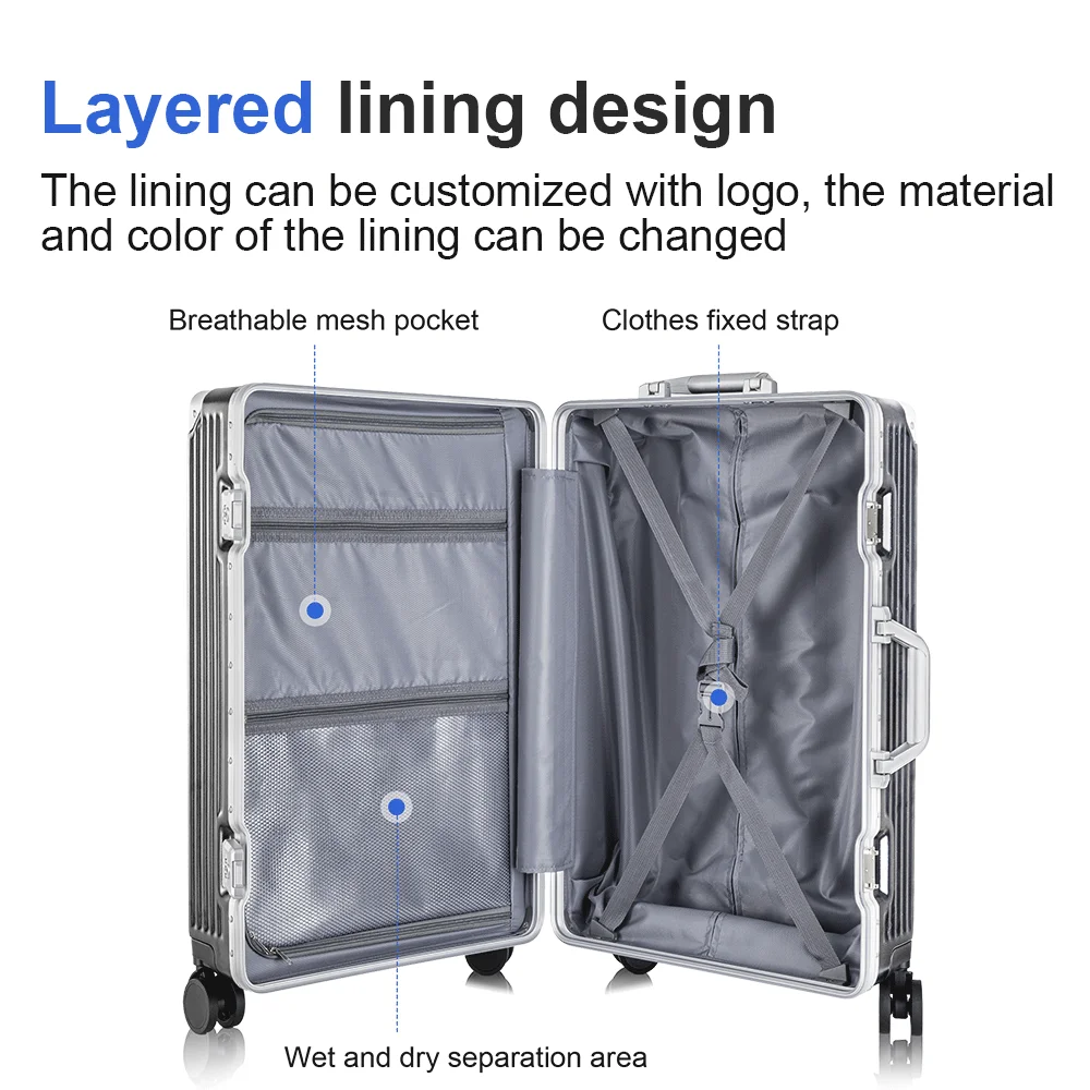 Custom design printed suitcase trolley travel bag PC suitcase luggage fashion aluminum frame luggage sets