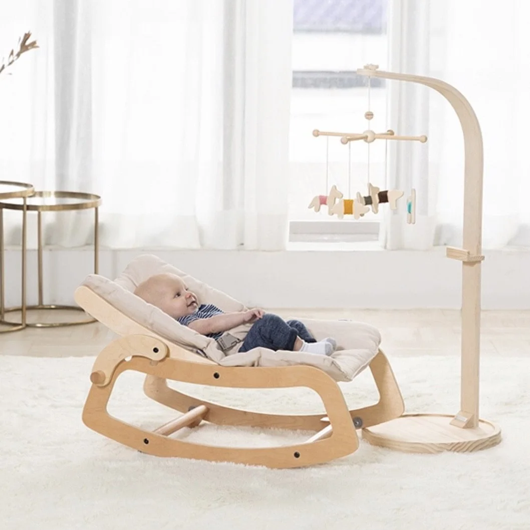 2021 New Childhood Wooden Rocking Chair Wood Baby Bouncer Bedroom Furniture