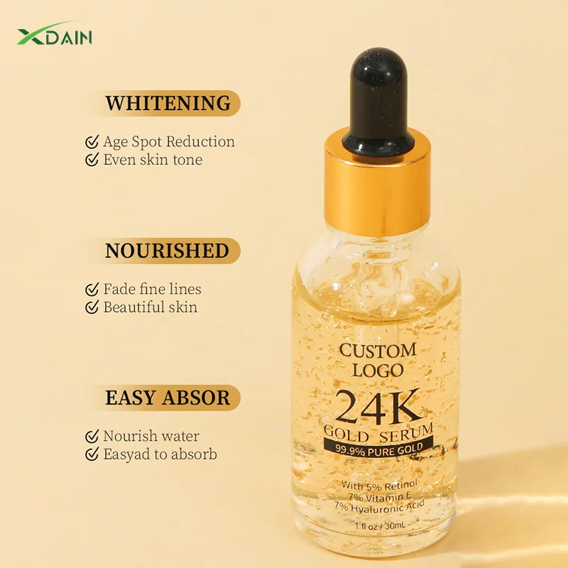 Custom Moisturizing 24 K Gold Face Serum Whitening Skin Care Niacinamide Hydrating Anti-aging Skincare Acne Serum