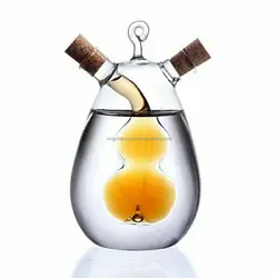 Glass Vinegar Cruet Olive Oil Caster Vitreous Soy Sauce and Oil Dispenser 2 in 1 High Borosilicate Glass Vinegar Oil Bottle