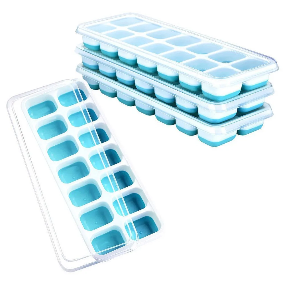 2022 Amazon Hot Sale Ice Cube Tray with Lid Flexible Silicone Ice Cube Tray 14 Holes Ice Cube Tray Silicone