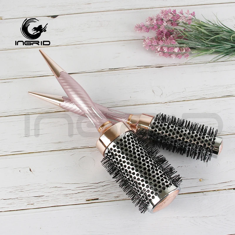 Fashion Bright Powder Aluminum Tube Comb Salon Hair Brush Hairdressing Barrel Comb