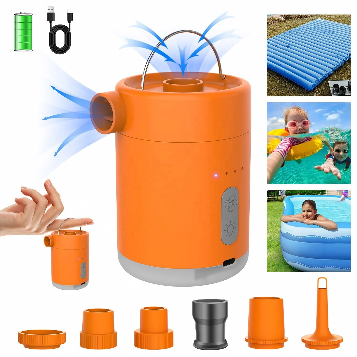 4-in-1 Electric Mini Pump Wholesale Portable Multi-functional Air Pump for Inflate Deflate Mattress Pillow Camping