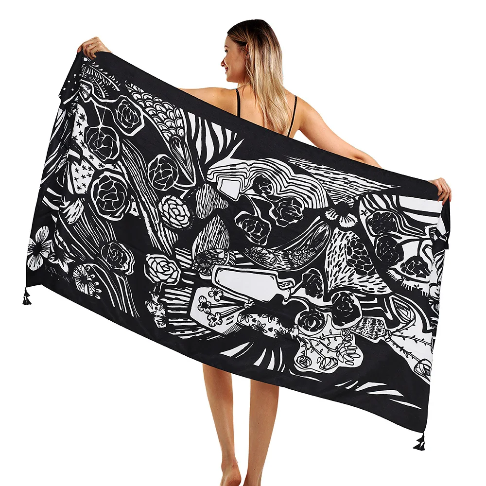 Spring Autumn Printed Scarf Twill Travel Sunscreen Gauze Fringed Dubai Prayer Polyester Cotton Shawl Christian