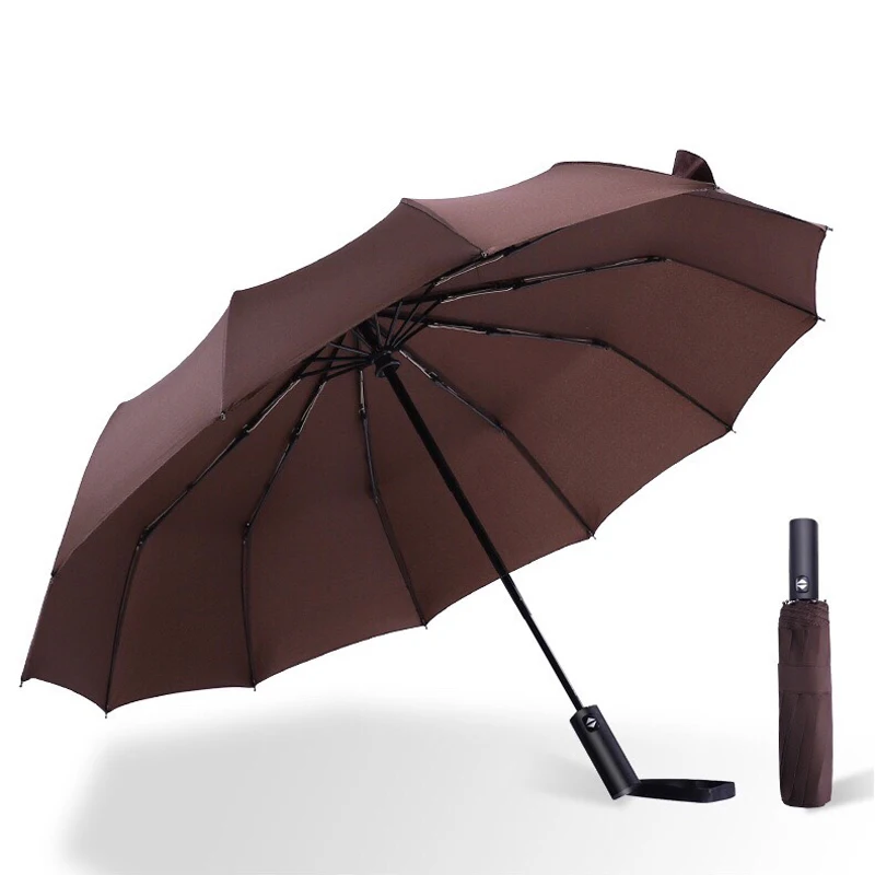 12 Ribs Big Umbrella Auto Open Close 3 Folding Umbrella Strong Windproof Rain Umbrella