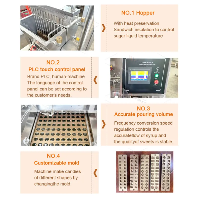 Semi Automatic 50 Mint Gummy Gelatin Solid Hard Candy Making Machine Center Filled Gummy Candy Making Machine