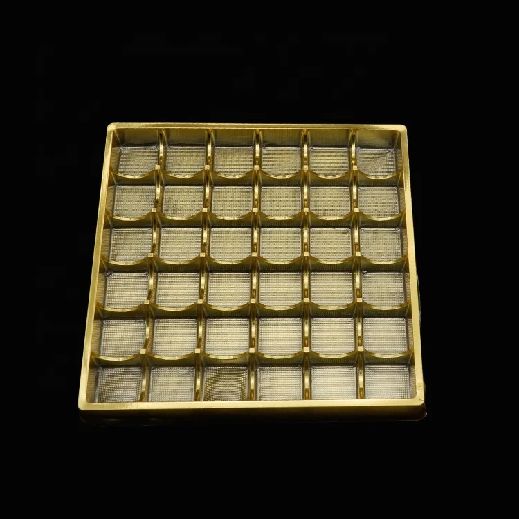 Gold Chocolate Packaging Box with Plastic Tray / Dividers Eco-friendly Paper HOT Custom Design Luxury Packaging  inner container