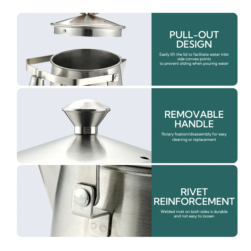 Campingmoon Outdoor Camping Durable Boiling Kettle Portable Large Capacity Stainless Steel BBQ Boil Kettle