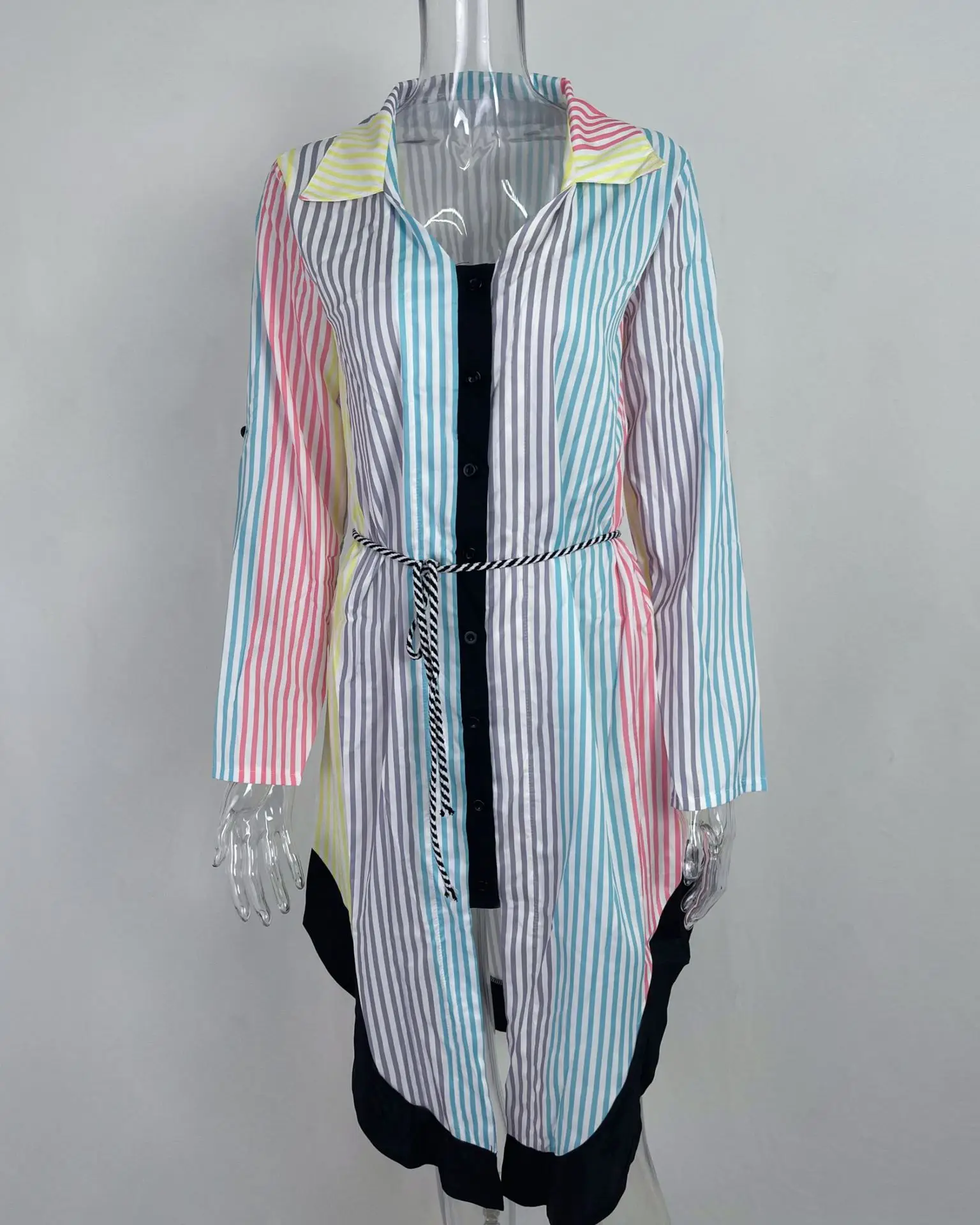 New Long Sleeve Cheap Elegant Dresses Women Casual Style Lapel Irregular Dress Ladies Summer