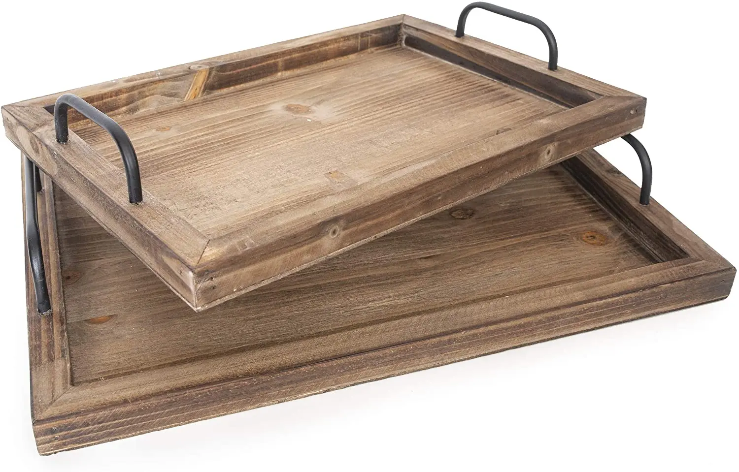 
Nesting Wooden Board with Metal Handles | Stylish Farmhouse Decor Serving Platters 