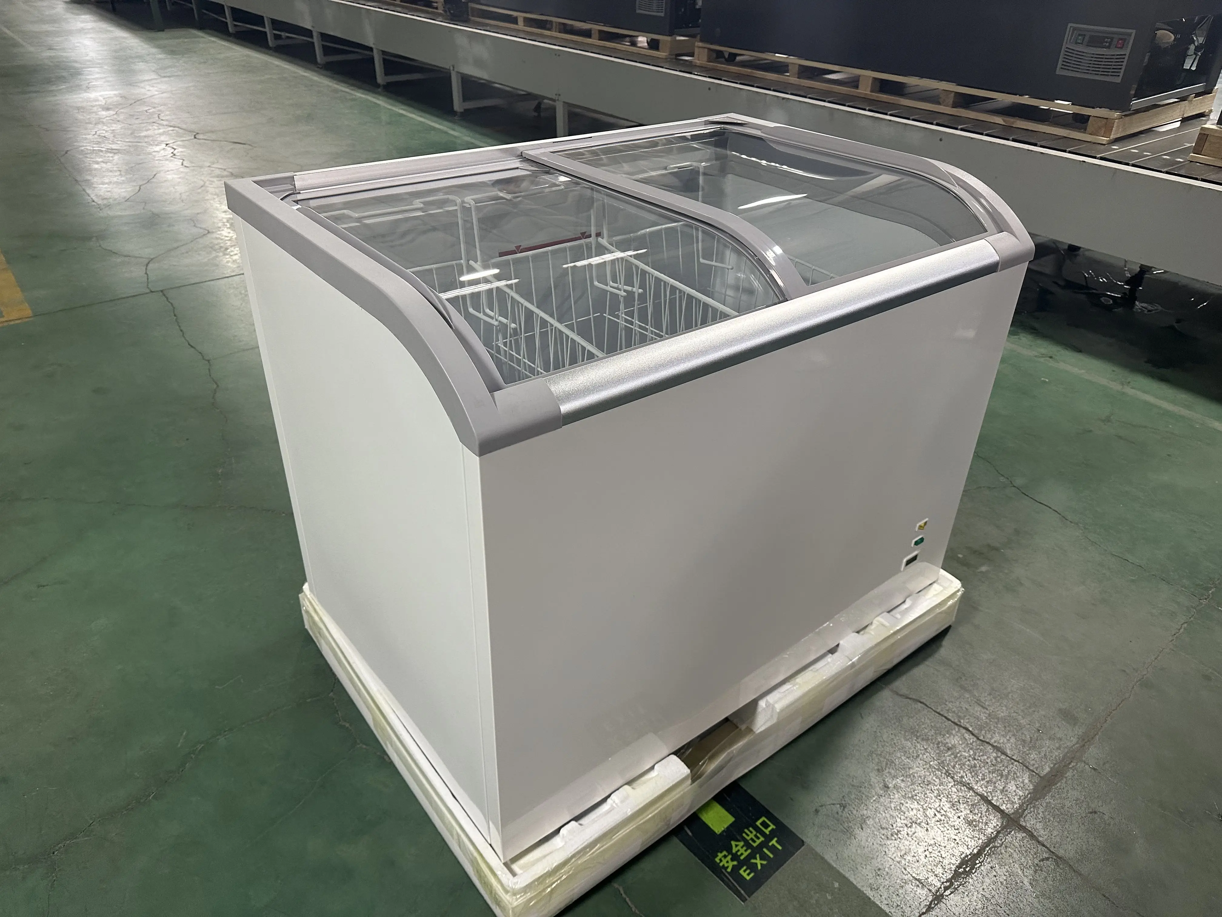 Kenkuhl  supermarket curved glass top glato  ice cream chest freezer commercial display