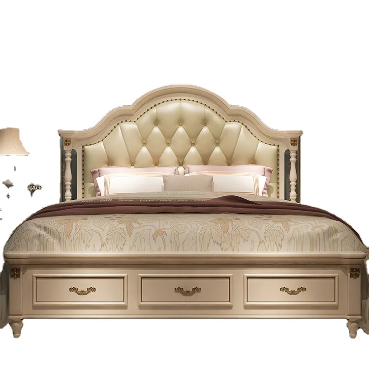 
FEIFAN Modern Luxury Classic Europe Style Italian Furniture Wood King Size Wooden Modern Bed with Storage 