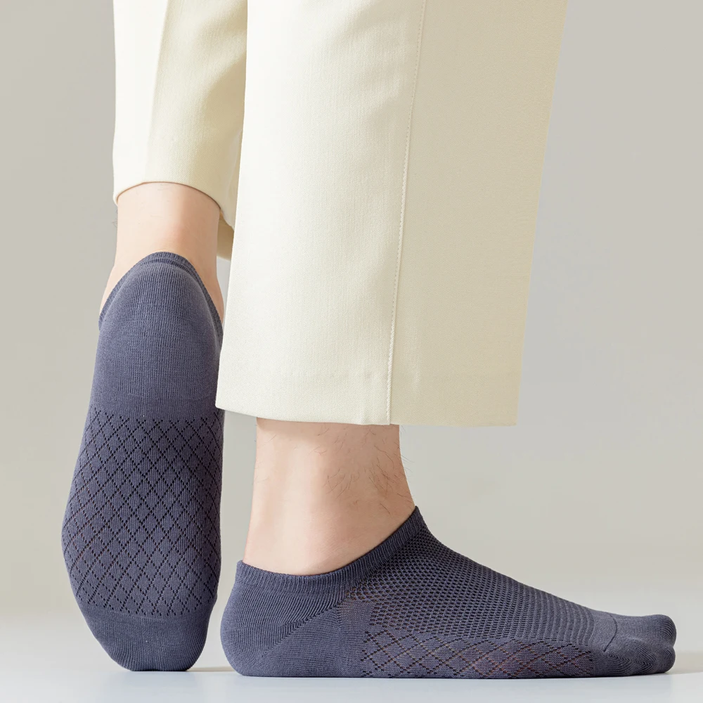 Classic mesh massage bottom Socks Casual Gentleman breathable Combed cotton socks Business Dress seamless ankle Socks