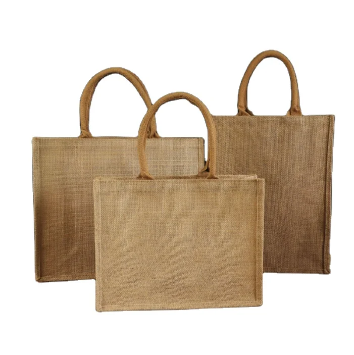 New Eco Friendly Jute Burlap Reusable Linen Beach Bag Sublimation Blank Jute Bag With Custom Logo