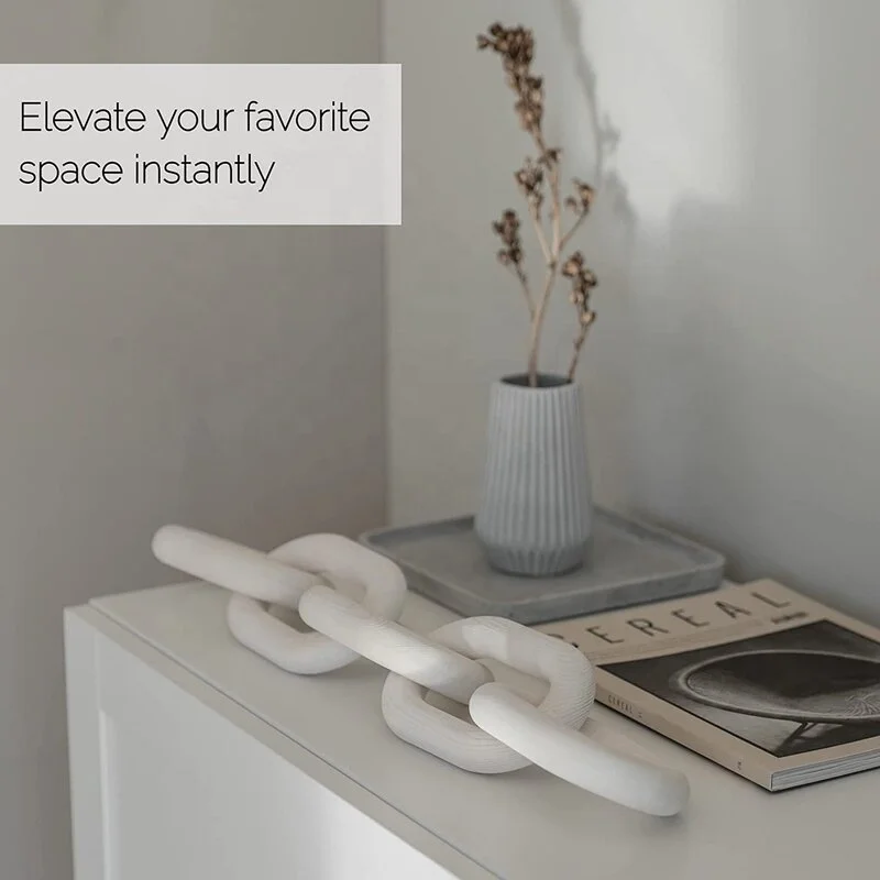 White Decor Bead Garland With Tassels Wooden Home Decoration Loop Hand-woven Rope Decorative Pieces Wood Chain Link