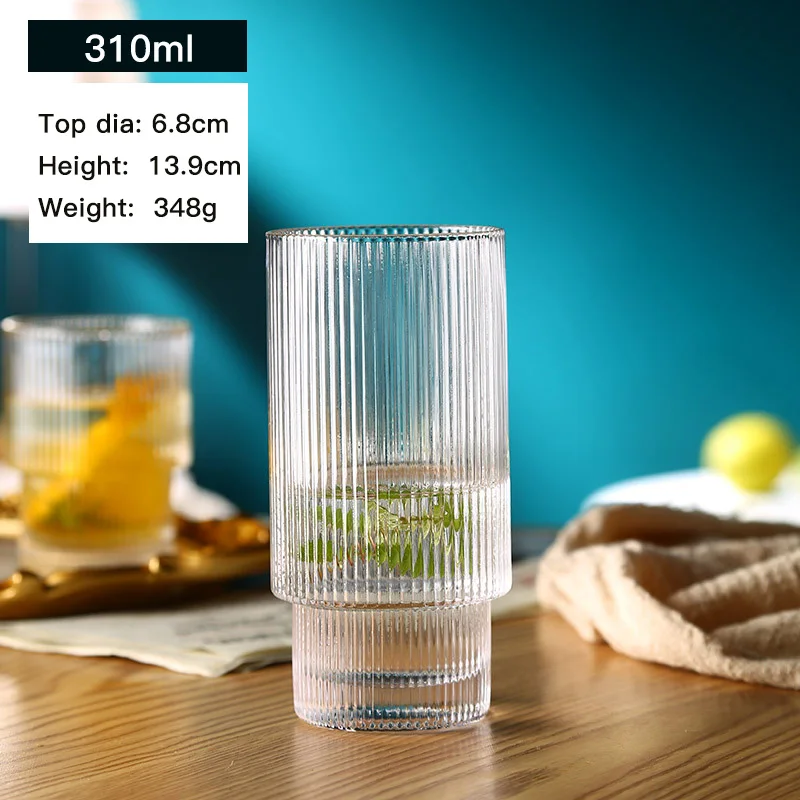 Top Seller Vintage Glassware Ice Coffee Mug Beer Cocktail Drinking Glasses Set Transparent Origami Style Glass Cup