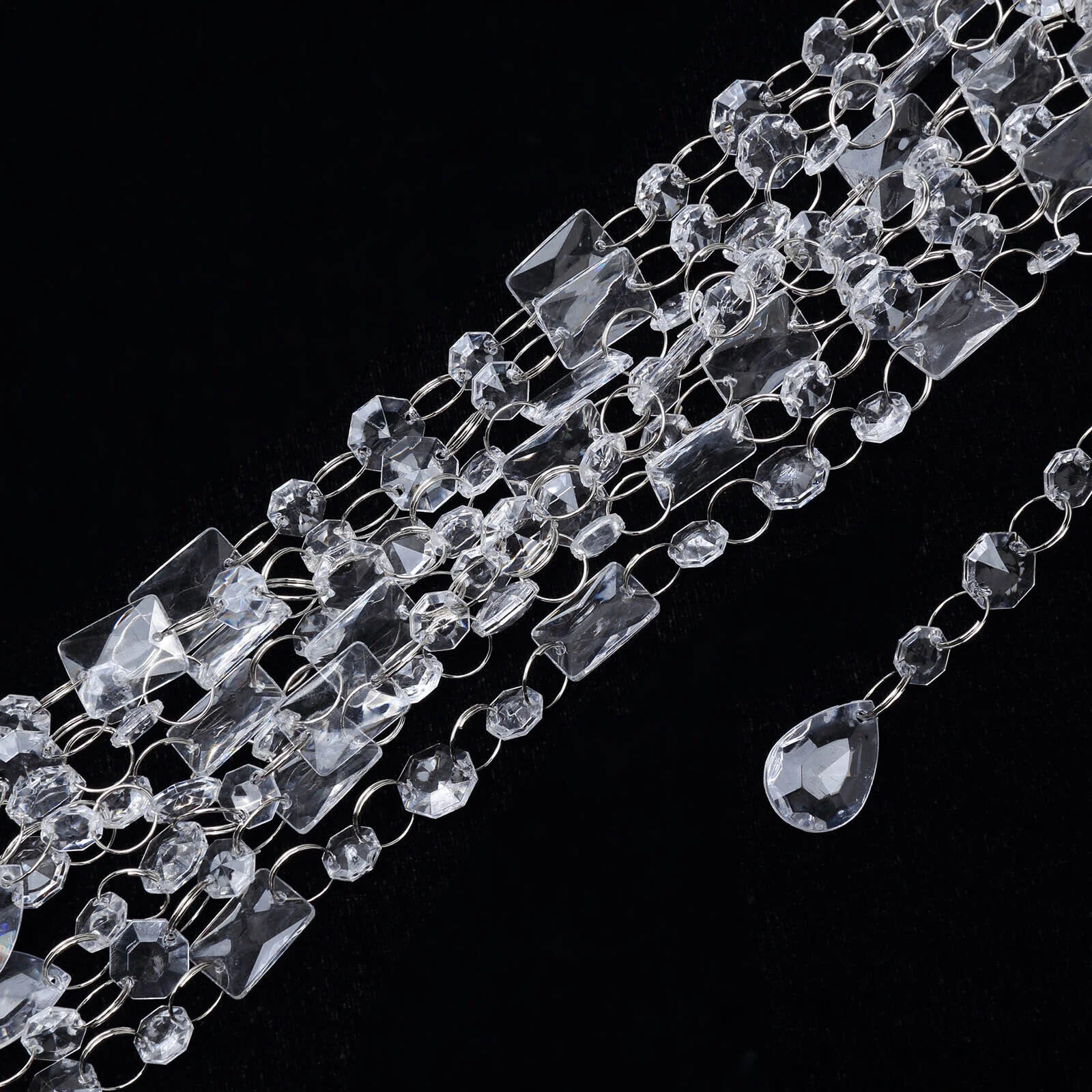 30FT Acrylic Crystal Bead Chandelier Garland Hanging Wedding Curtain Decor