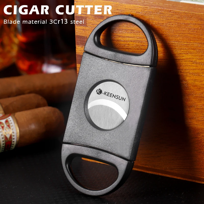 Wholesale Luxury Custom Logo Black Stainless Steel Double Blade Guillotine Cigar  Cutter for Cigar User