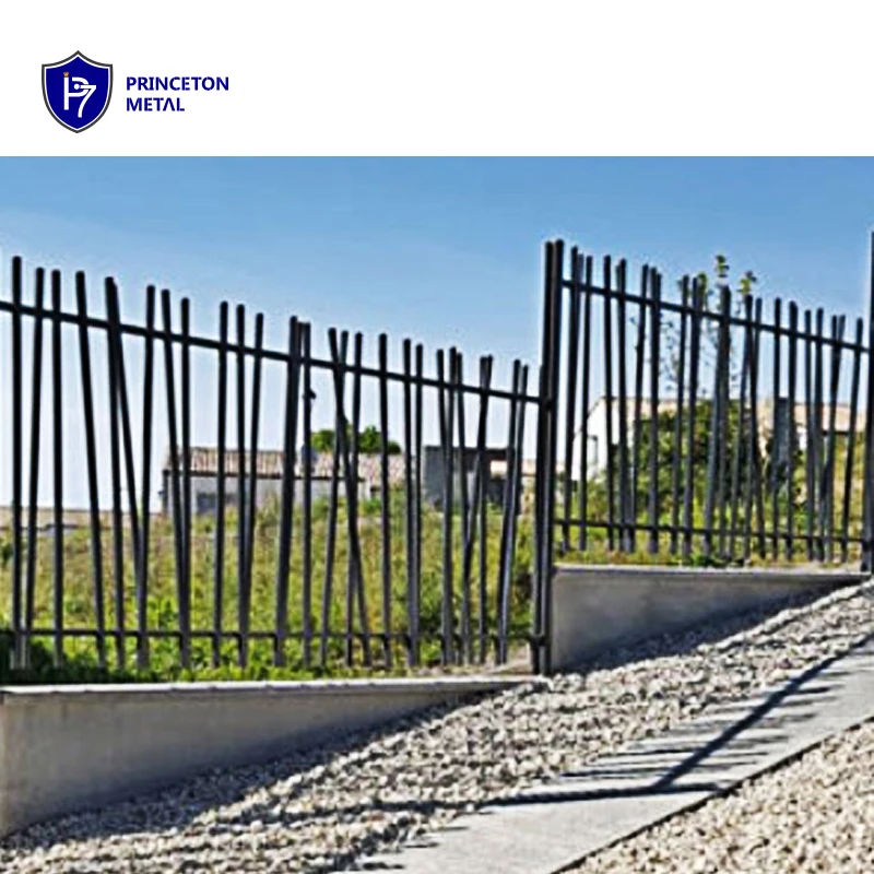 Welded metal black picket Steel Fencing Powder Coating France looks Bamboo like fence Bar aluminum fence for project