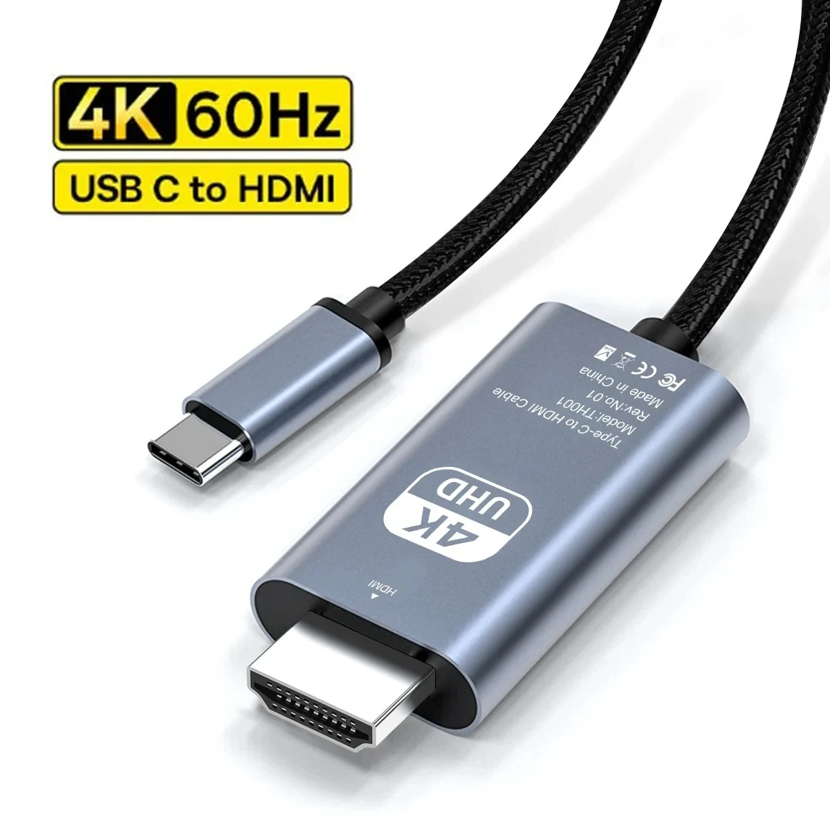 4K 60Hz USB C to HMI Cable Type C Adapter HDTV Converter Cable for iPhone 15 TV Converter MacBook Air iPad Samsung Laptop
