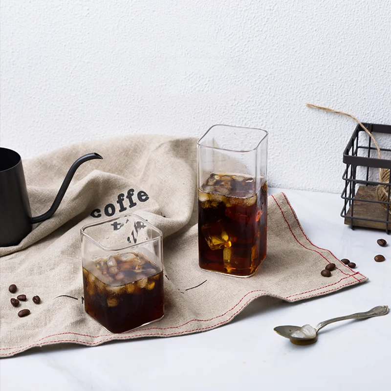 Hot Selling Square Glass Beer Mugs Drinking Beer Glass Cups for Home Bars