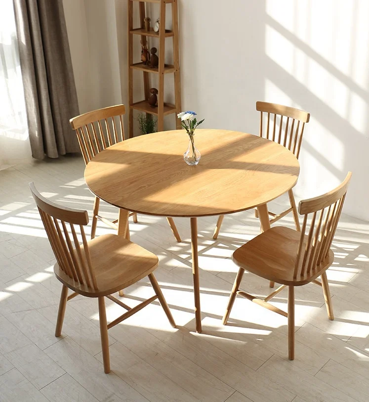 Современный обеденный стол East-West Furniture-красивый круглый стол-древесина белого