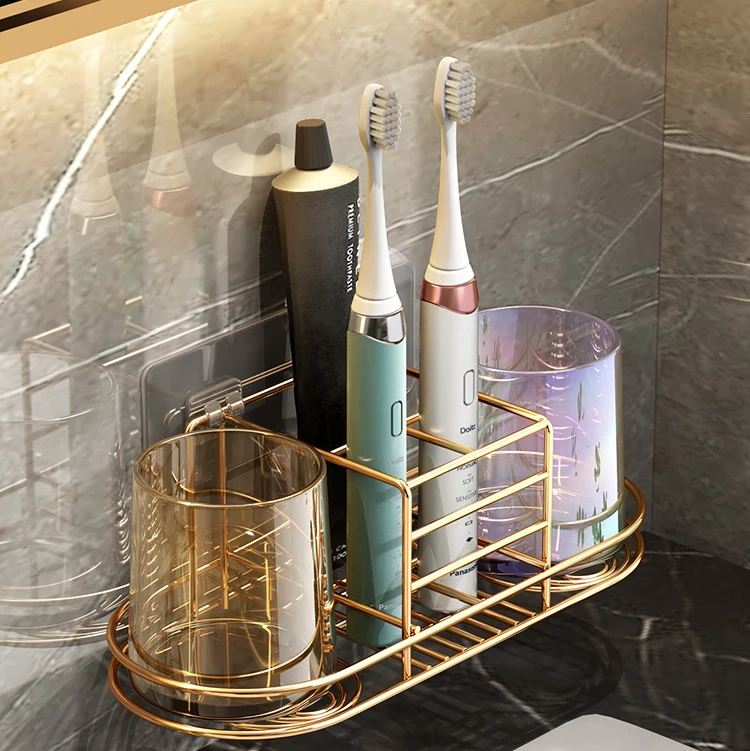 Продажа Flash ванная комната металлическая стойка для зубной щетки настенный держатель для зубной щетки дозатор чашка для полоскания рта и стакан для зубных щеток Набор