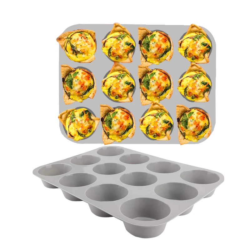 12 Cavities Nonstick Mini Pan Baking Liners Muffin Cups Silicone Cupcake Mold