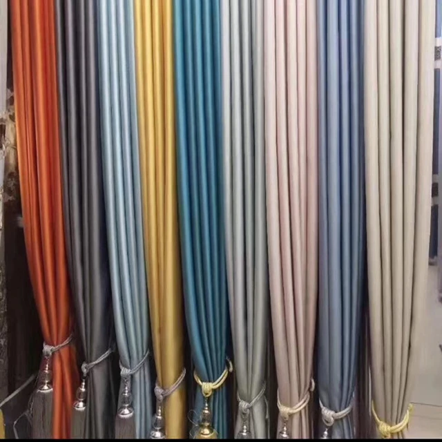 
Wholesale 2019 Luxury Customized Solid High Density Imitated Silk Fabric Windows Curtain For Home And Hotel 