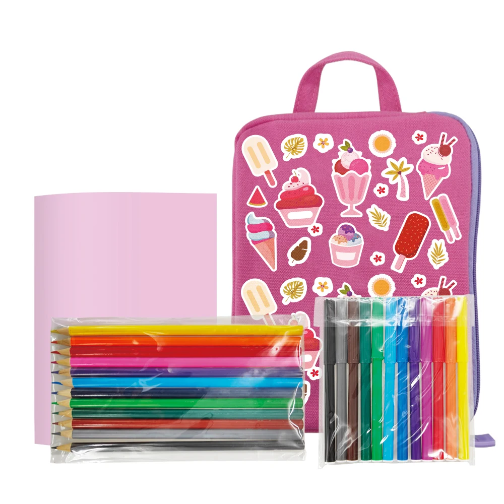 2023 Cute Kids Painting School Pencil Storage Pouch With Double Zipper Custom Design Boys And Girls Pencil Case